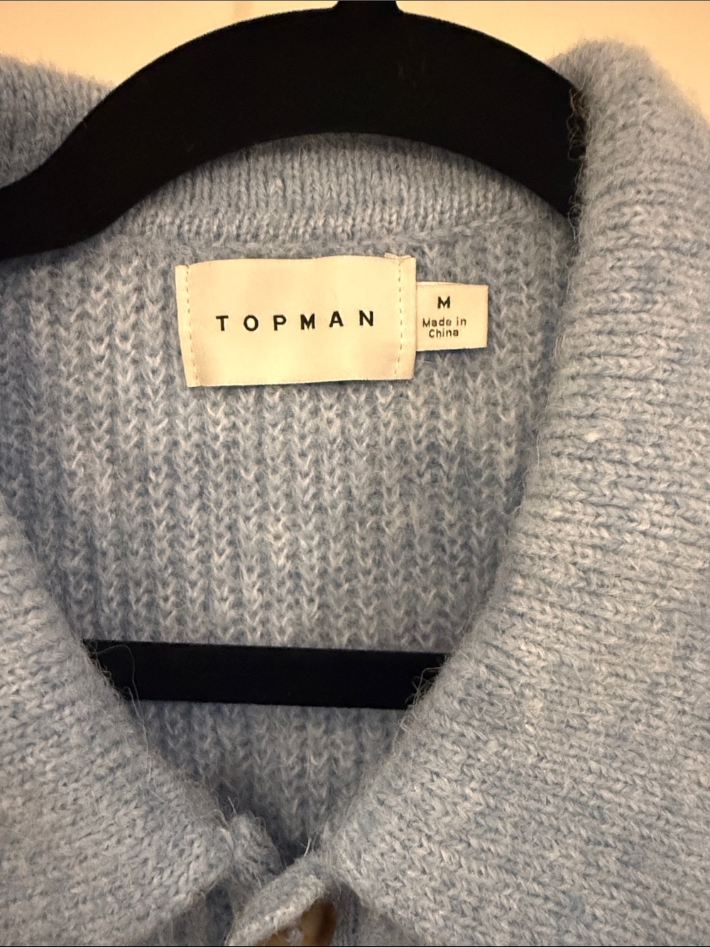 Topman Light Blue Ribbed Button-Front Cardigan - Picture 2 of 5